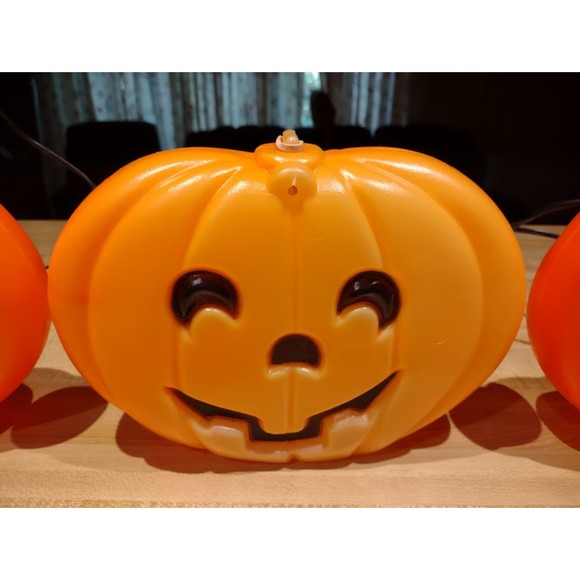 Vintage Lot of 3 Glow Lite Hanging Window Plug In Pumpkin Blow Molds In Boxes - Picture 12 of 13